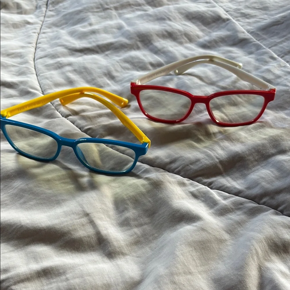 Kids' Blue Light Blocking Glasses Set of Two - Red / White and Blue / Yellow